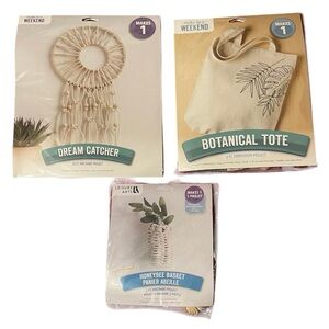 Craft Kit Trio: Dream Catcher, Botanical Tote, Honeybee Basket